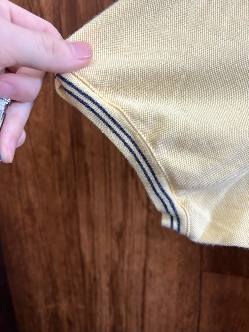 Polo by Ralph Lauren Pale Yellow V-Neck Polo Shirt with Navy Trim